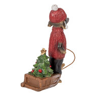 Clayre & Eef | Decoratie Beeld Hond Bruin Rood 8x4x13 cm | 6PR5305