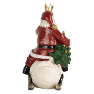 Clayre & Eef | Kerstdecoratie Kerstman op zwaan Rood Wit 13x10x16 cm | 6PR5671