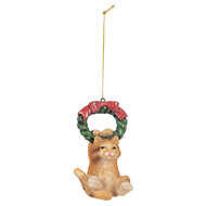 Clayre & Eef | Decoratie hanger Kat Bruin Groen 6x5x9 cm | 6PR5312