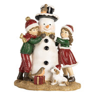 Clayre & Eef | Kerstdecoratie Kinderen met Sneeuwman Rood Wit 13x10x16 cm | 6PR5679