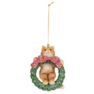 Clayre & Eef | Decoratie hanger Kat Bruin Groen 6x5x9 cm | 6PR5313