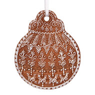 Clayre & Eef | Decoratie hanger Kerstbal Bruin Wit 8x2x10 cm | 6PR5318