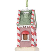 Clayre & Eef | Decoratie hanger huisje Roze Wit 6x4x8 cm | 6PR5325