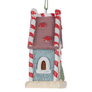Clayre & Eef | Decoratie hanger huisje Blauw Wit 6x4x8 cm | 6PR5326