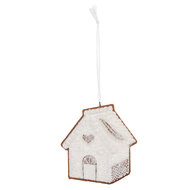 Clayre & Eef | Decoratie hanger huisje Wit Bruin 9x1x10 cm | 6PR5327