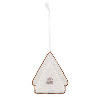 Clayre & Eef | Decoratie hanger huisje Wit Bruin 9x1x10 cm | 6PR5328