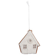 Clayre & Eef | Decoratie hanger huisje Wit Bruin 9x1x10 cm | 6PR5330