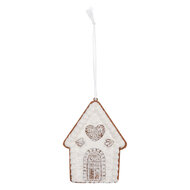 Clayre & Eef | Decoratie hanger huisje Wit Bruin 8x1x10 cm | 6PR5331