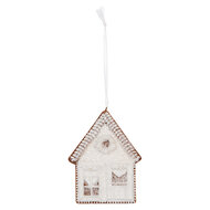Clayre & Eef | Decoratie hanger huisje Wit Bruin 8x1x10 cm | 6PR5333