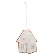 Clayre & Eef | Decoratie hanger huisje Roze Groen 9x1x10 cm | 6PR5335