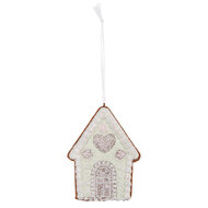 Clayre & Eef | Decoratie hanger huisje Groen Wit 8x1x10 cm | 6PR5336