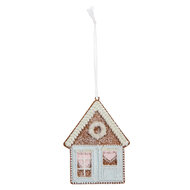 Clayre & Eef | Decoratie hanger huisje Blauw Wit 8x1x10 cm | 6PR5337