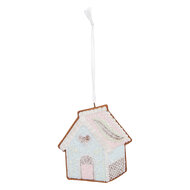 Clayre & Eef | Decoratie hanger huisje Blauw Wit 9x1x10 cm | 6PR5338
