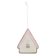 Clayre & Eef | Decoratie hanger huisje Groen Roze 9x1x10 cm | 6PR5339