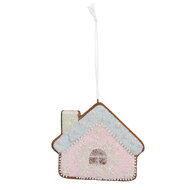 Clayre &amp; Eef   | Decoratie hanger huisje Roze Blauw 9x1x8 cm | 6PR5340