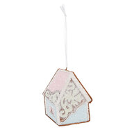 Clayre & Eef | Decoratie hanger huisje Blauw Roze 9x1x10 cm | 6PR5341