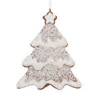 Clayre & Eef | Decoratie hanger Kerstboom Wit Bruin 9x1x10 cm | 6PR5343