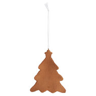 Clayre & Eef | Decoratie hanger Kerstboom Wit Bruin 9x1x10 cm | 6PR5343