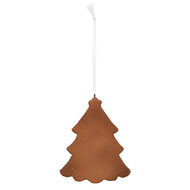 Clayre & Eef | Decoratie hanger Kerstboom Wit Bruin 9x1x10 cm | 6PR5346
