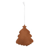 Clayre & Eef | Decoratie hanger Kerstboom Wit Bruin 9x1x10 cm | 6PR5347