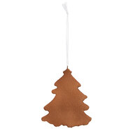 Clayre & Eef | Decoratie hanger Kerstboom Wit Bruin 9x1x10 cm | 6PR5348