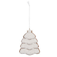 Clayre & Eef | Decoratie hanger Kerstboom Wit Bruin 8x1x10 cm | 6PR5350