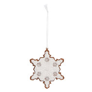 Clayre & Eef | Decoratie hanger Sneeuwvlok Wit Bruin 9x1x10 cm | 6PR5351