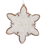 Clayre & Eef | Decoratie hanger Sneeuwvlok Wit Bruin 9x1x10 cm | 6PR5352