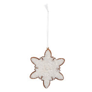 Clayre & Eef | Decoratie hanger Sneeuwvlok Wit Bruin 9x1x10 cm | 6PR5352