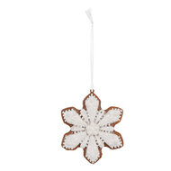 Clayre & Eef | Decoratie hanger Sneeuwvlok Wit Bruin 9x1x10 cm | 6PR5353