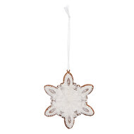 Clayre & Eef | Decoratie hanger Sneeuwvlok Wit Bruin 9x1x10 cm | 6PR5355
