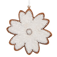 Clayre & Eef | Decoratie hanger Sneeuwvlok Wit Bruin 9x1x10 cm | 6PR5356