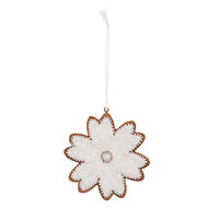 Clayre & Eef | Decoratie hanger Sneeuwvlok Wit Bruin 9x1x10 cm | 6PR5356