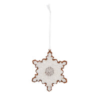 Clayre & Eef | Decoratie hanger Sneeuwvlok Wit Bruin 9x1x10 cm | 6PR5357