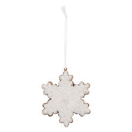 Clayre & Eef | Decoratie hanger Sneeuwvlok Wit Bruin 9x1x10 cm | 6PR5358
