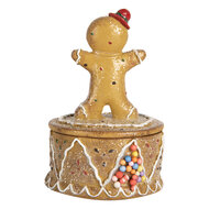 Clayre & Eef | Decoratief Opbergdoosje met Peperkoekpop Bruin Wit ø 7x11 cm | 6PR5650