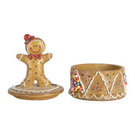 Clayre & Eef | Decoratief Opbergdoosje met Peperkoekpop Bruin Wit ø 7x11 cm | 6PR5650