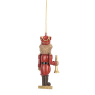 Clayre & Eef | Decoratie Hanger Beer Bruin Rood 4x4x11 cm | 6PR5663