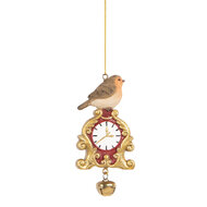 Clayre & Eef | Decoratie Hanger Vogel Bruin Goudkleurig 6x3x11 cm | 6PR5664