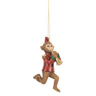 Clayre &amp; Eef   | Decoratie Hanger Aap Bruin Rood 7x3x11 cm | 6PR5666