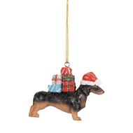 Clayre &amp; Eef   | Decoratie hanger Hond Bruin Zwart 7x2x6 cm | 6PR5667