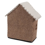 Clayre &amp; Eef   | Vilten Huis Bruin Wit 17x9x19 cm | 66305