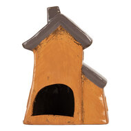 Clayre & Eef | Decoratie Huisje Oranje Grijs 16x11x22 cm | 6CE2190