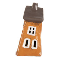 Clayre & Eef | Decoratie Huisje Oranje Grijs 16x11x22 cm | 6CE2190