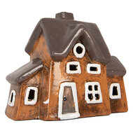 Clayre & Eef | Decoratie Huisje Oranje Grijs 20x11x16 cm | 6CE2201