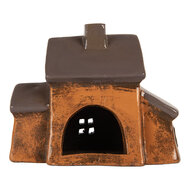 Clayre & Eef | Decoratie Huisje Oranje Grijs 20x11x16 cm | 6CE2201