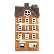 Clayre &amp; Eef   | Decoratie Huisje Oranje Grijs 12x10x23 cm | 6CE2202