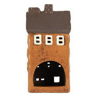 Clayre &amp; Eef   | Decoratie Huisje Oranje Grijs 12x10x23 cm | 6CE2202