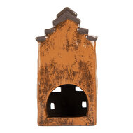 Clayre &amp; Eef   | Decoratie Huisje Oranje Grijs 13x10x24 cm | 6CE2203