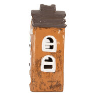 Clayre &amp; Eef   | Decoratie Huisje Oranje Grijs 13x10x24 cm | 6CE2203